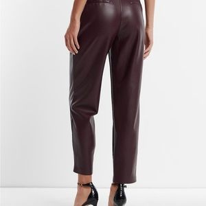 Super High Waisted Faux Leather Pleated Ankle Pant